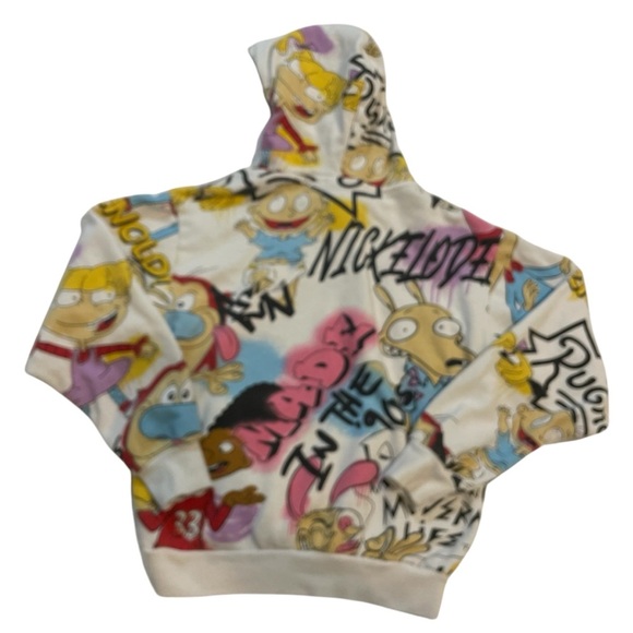 Vintage “Made in the 90’s” Nickelodeon Graffiti Print Rugrats Hoodie Small Men’s - Picture 6 of 6